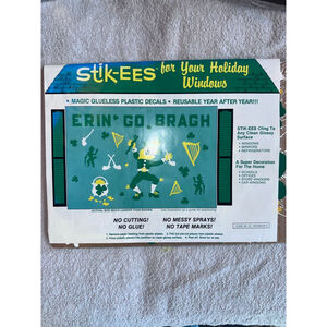 Vintage 1987 Stik-EES Reusable Cling Decals St Patrick’s Day Leprechaun